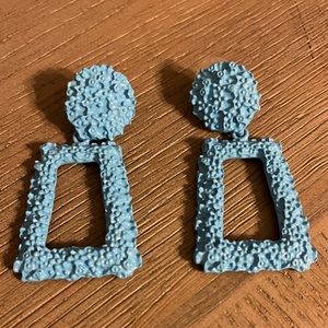 Teal drop earrings